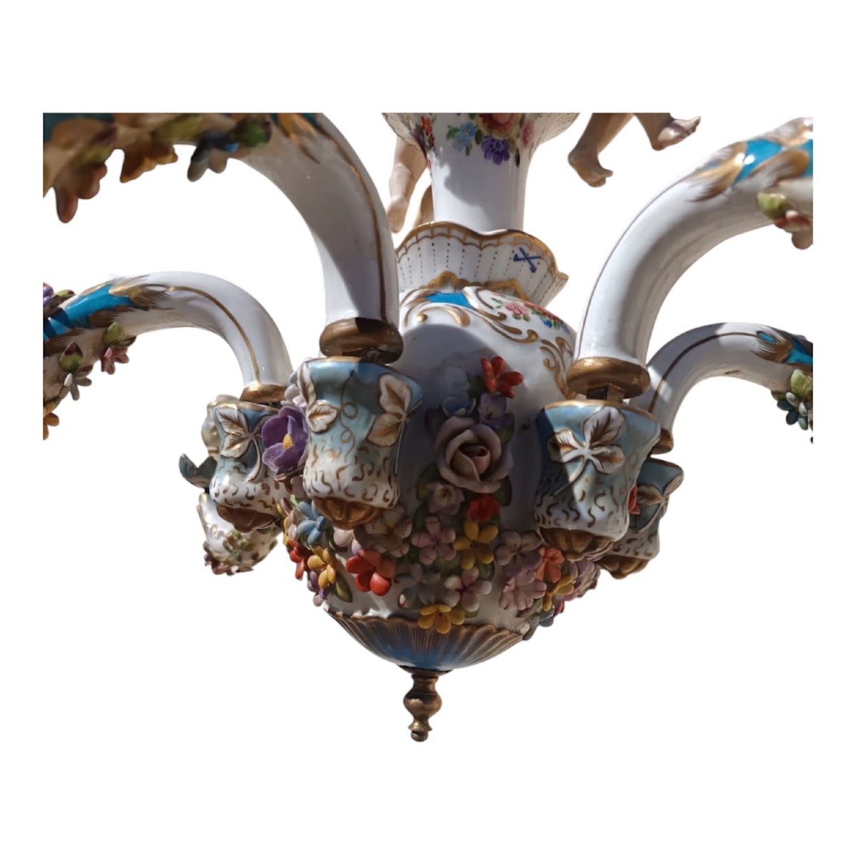 Late 19th-century Meissen Ceramic Chandelier-photo-5