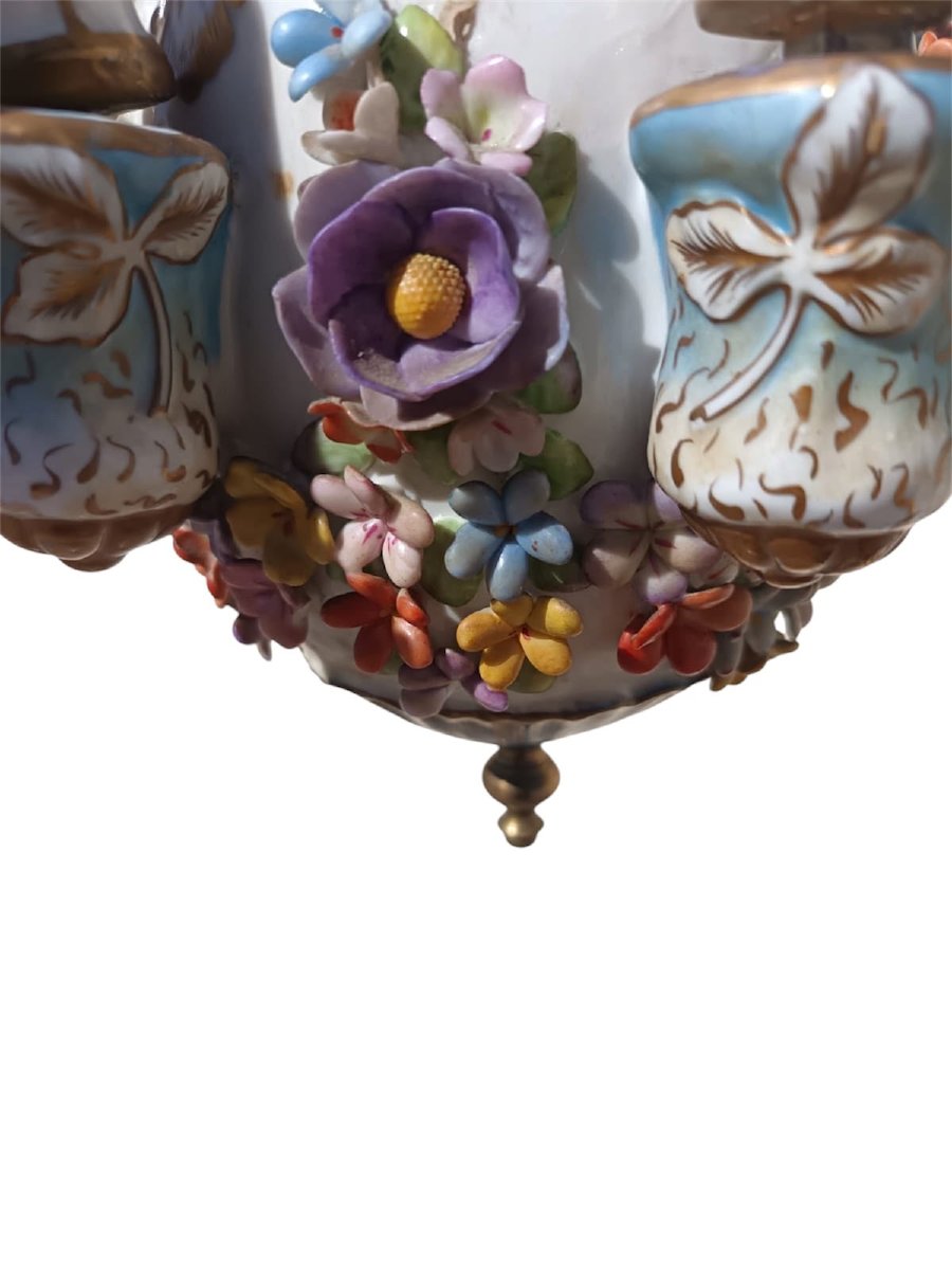 Late 19th-century Meissen Ceramic Chandelier-photo-6