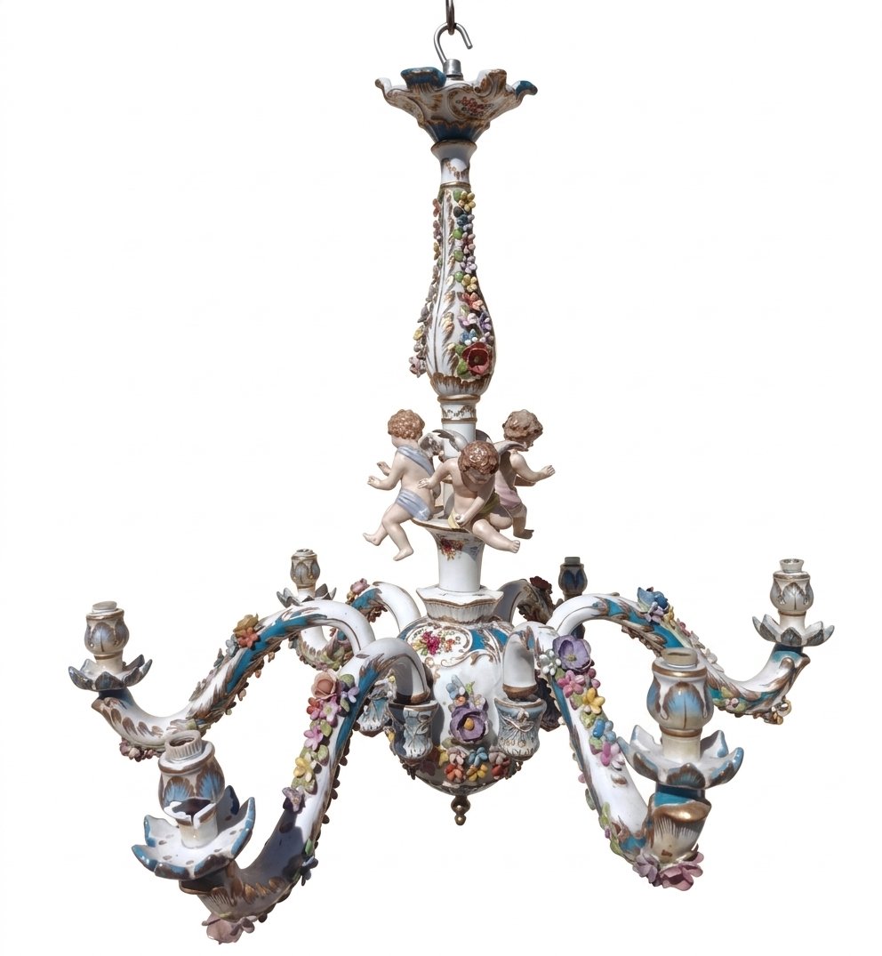 Late 19th-century Meissen Ceramic Chandelier