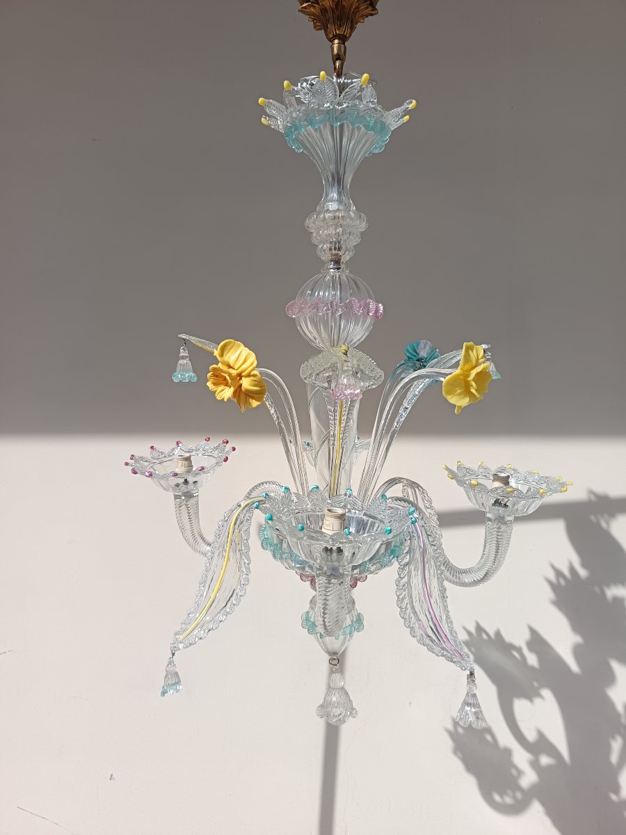 1920s Venetian Blown-glass Chandelier-photo-3