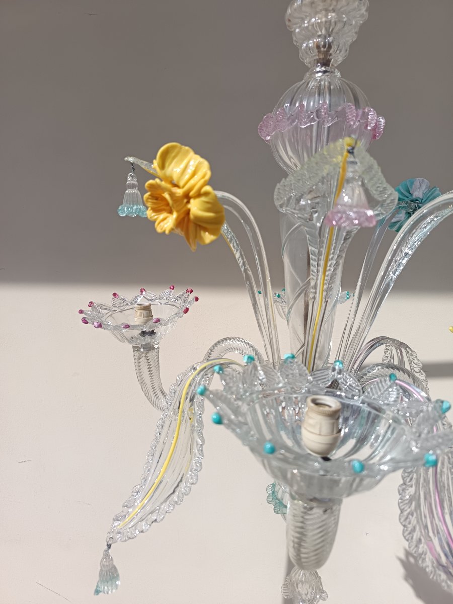 1920s Venetian Blown-glass Chandelier-photo-4