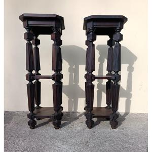 Pair Of 1930 Museum Wooden Pedestals