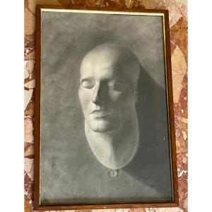 Charcoal Drawing Of Napoleon's Death Mask, Signed And Dated 1909