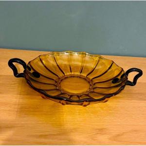 Coupe en verre soufflé ambre Josef Hoffman 1920