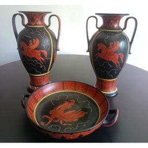 Triptyque de vases Deruta 1930