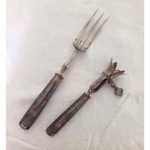 Fourchette et pince à rôti du XIXe siècle
