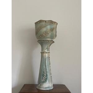 Painted Clay Column And Planter, America, 1910–20