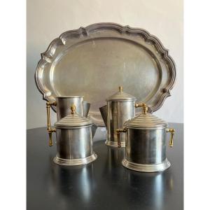 Service à thé anglais Art Déco en silver plate 1930