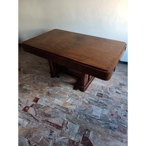 Table rationaliste italienne de 1940 Art Decò en noyer