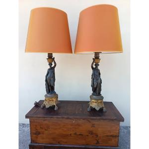 Pair Of Bronze Lamps, 1790–1800, Paris