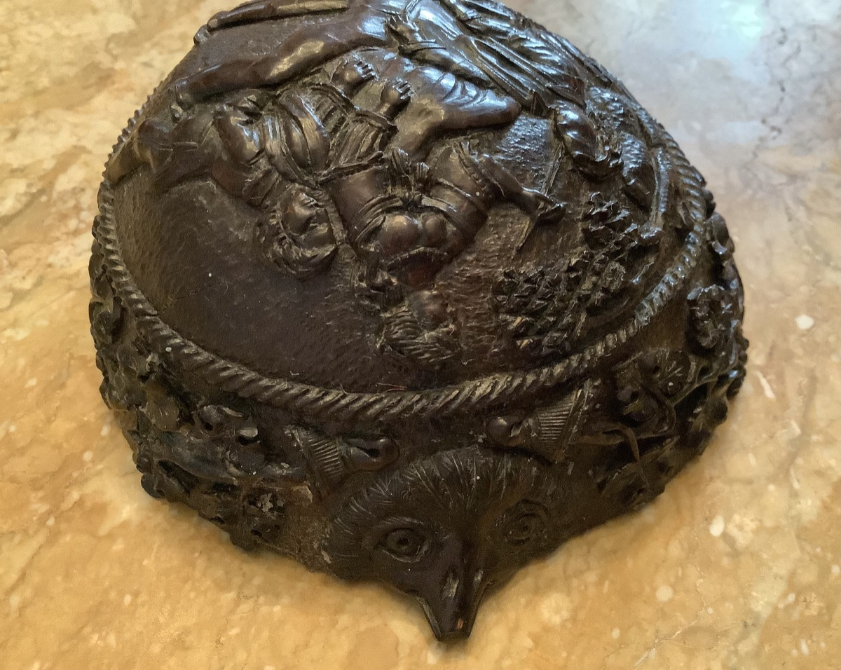 Carved Half Coconut, Exotic Work Of Convicts Or Revolutionary Prisoners -photo-3