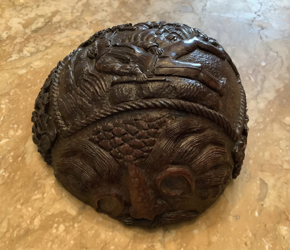 Carved Half Coconut, Exotic Work Of Convicts Or Revolutionary Prisoners 