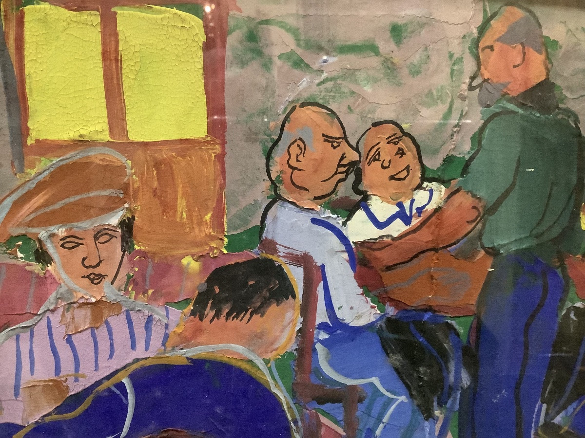  42 _oil On Cardboard, Bar Scene Signed Pierre Ambrogiani -photo-3