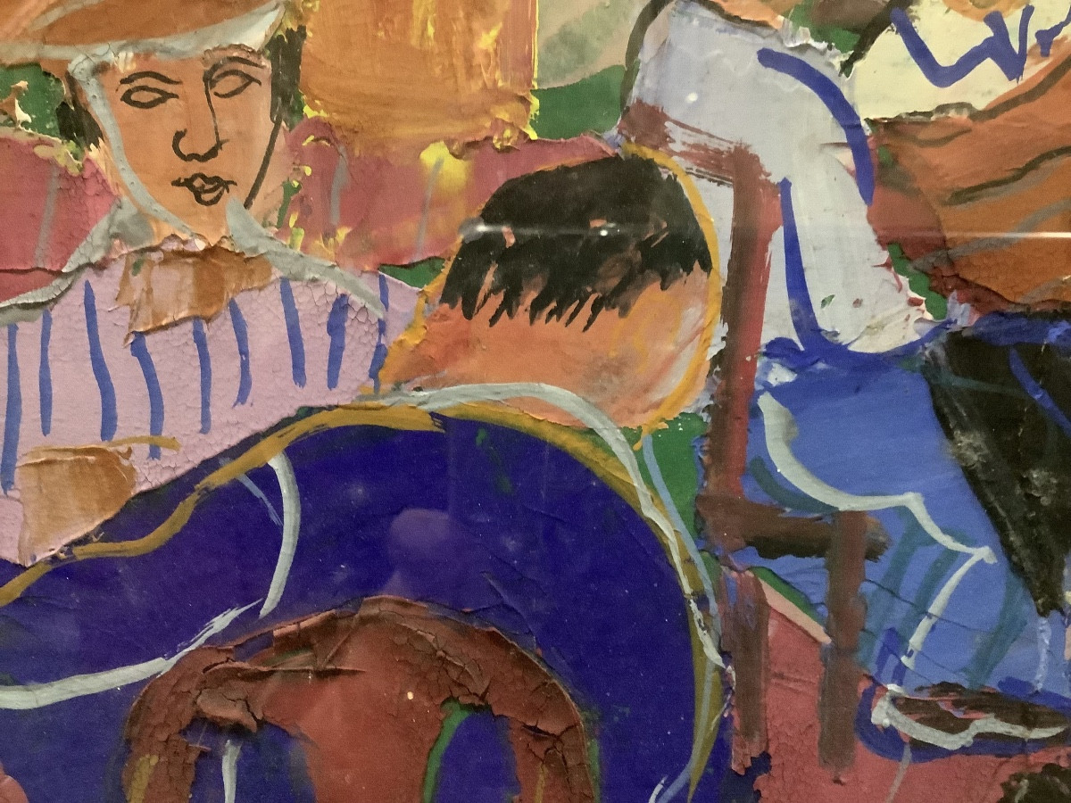  42 _oil On Cardboard, Bar Scene Signed Pierre Ambrogiani -photo-2