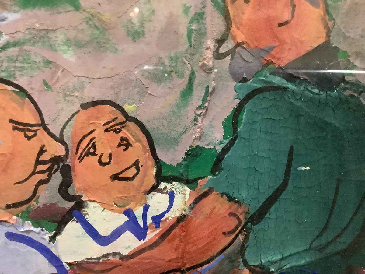  42 _oil On Cardboard, Bar Scene Signed Pierre Ambrogiani -photo-3