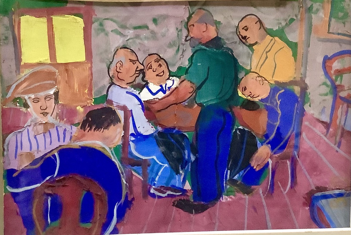  42 _oil On Cardboard, Bar Scene Signed Pierre Ambrogiani 
