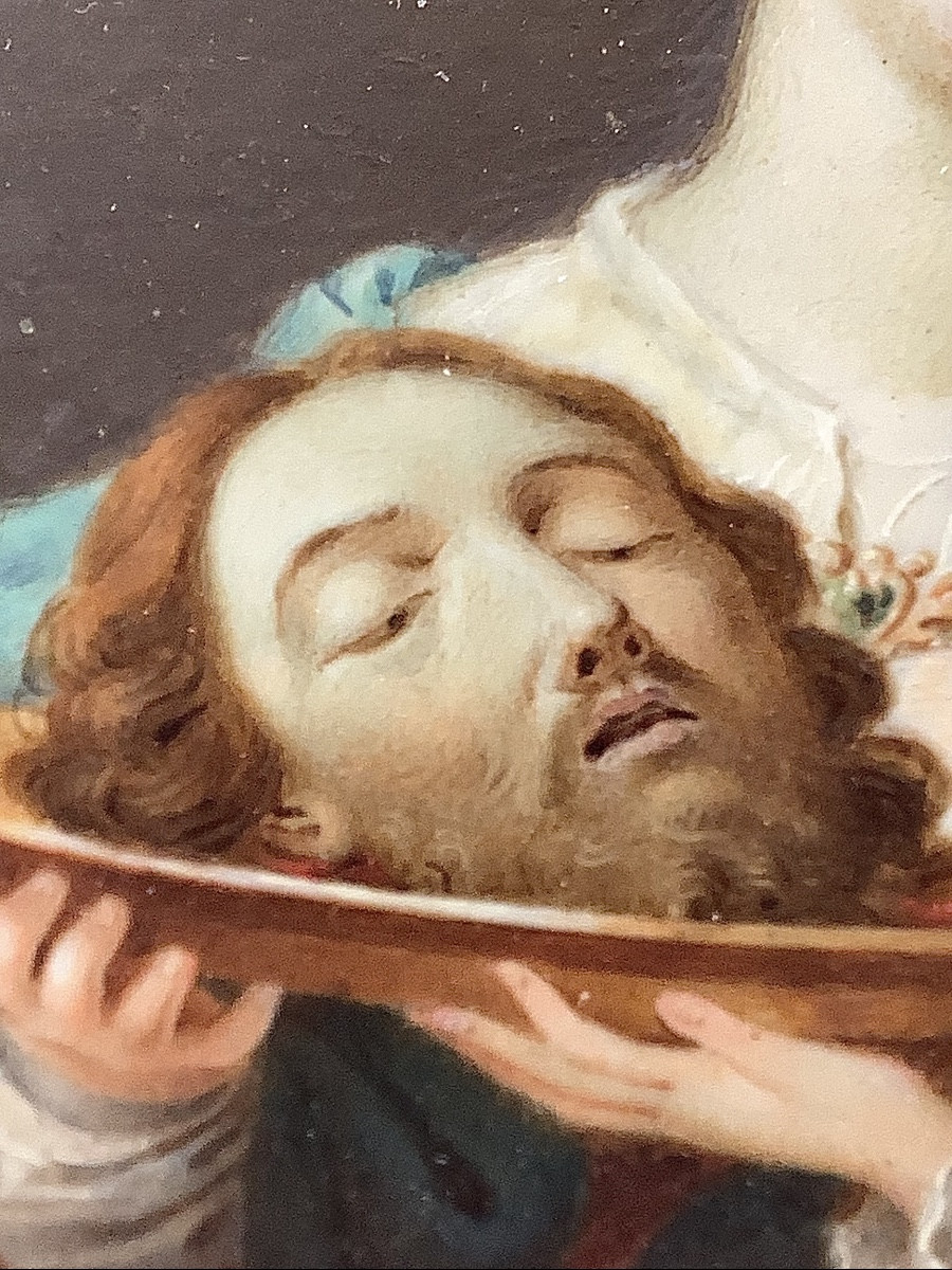 44_Miniature :Salome tenant la tête de Saint Jean Baptiste dans un plat  d après  Guido  Reni -photo-2