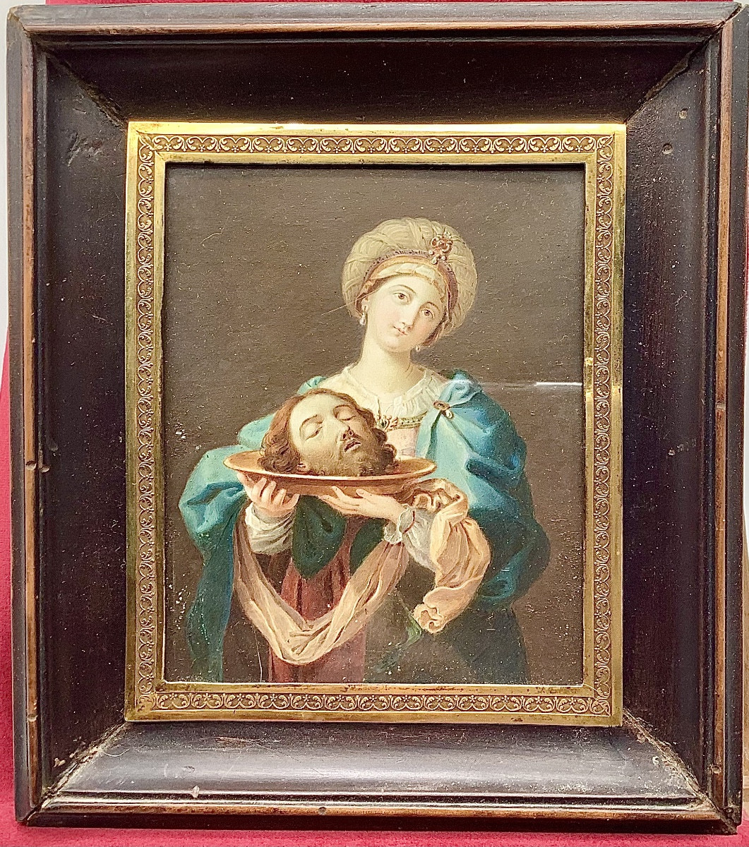 44_Miniature :Salome tenant la tête de Saint Jean Baptiste dans un plat  d après  Guido  Reni 