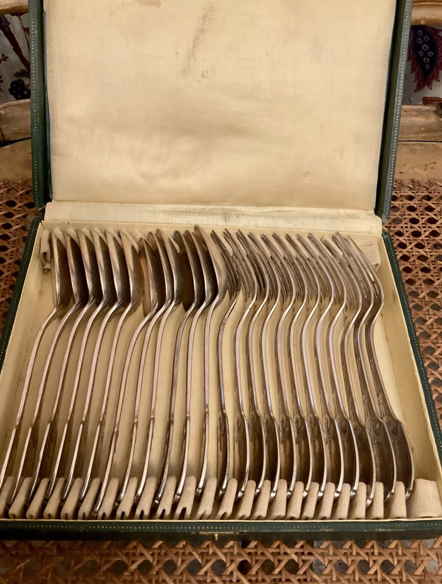 Partie de ménagère Christopher en métal argente 52 pièces vers 1917 -photo-6