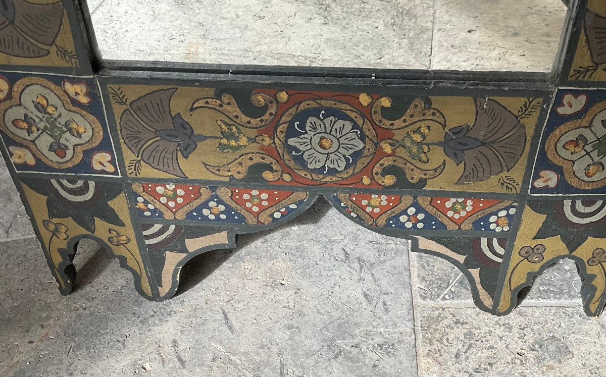 Miroir oriental en bois peint-photo-3