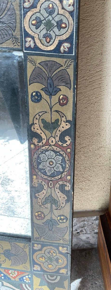 Miroir oriental en bois peint-photo-4