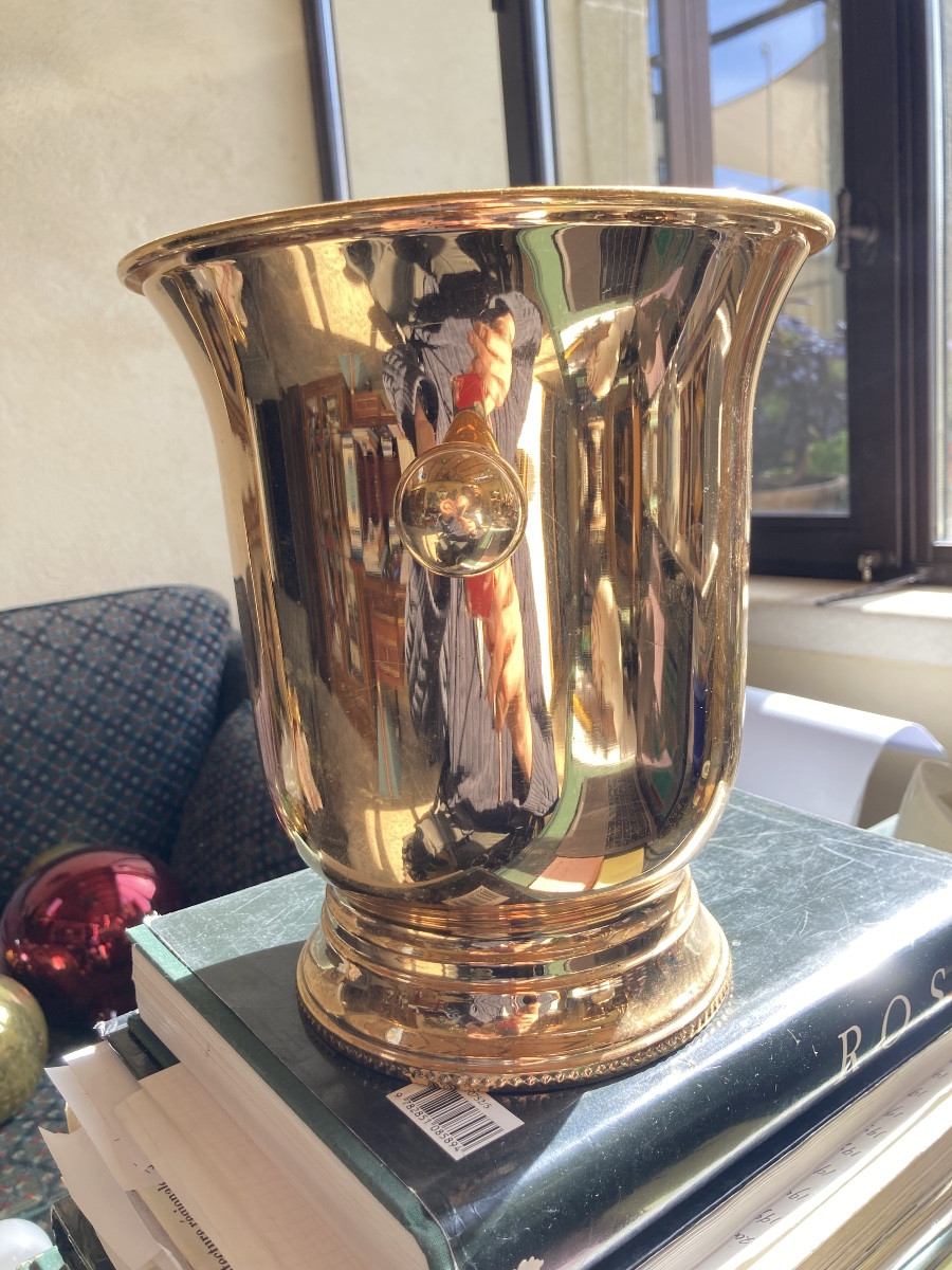 Sceau à  Champagne en métal doré 