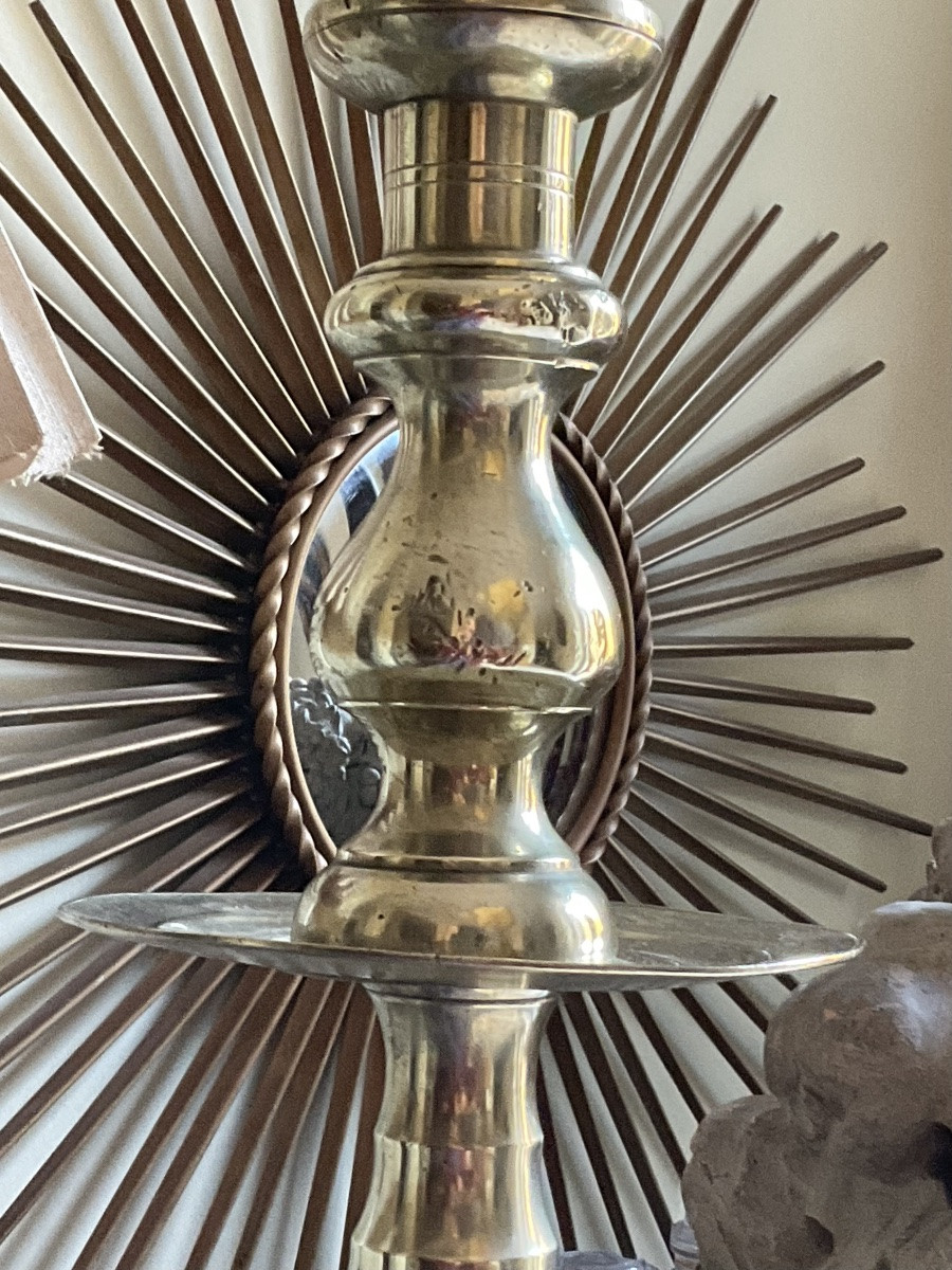 Large Moroccan Bronze Candelabra From The 1930s -photo-2