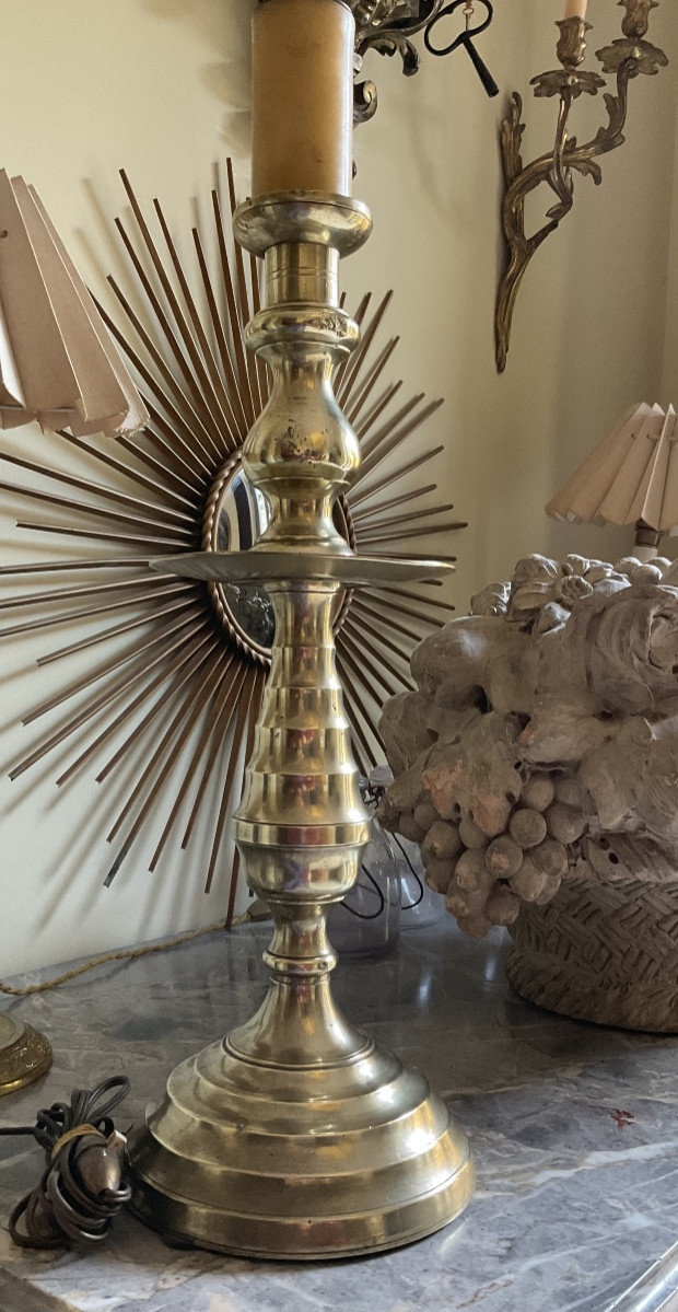 Large Moroccan Bronze Candelabra From The 1930s 