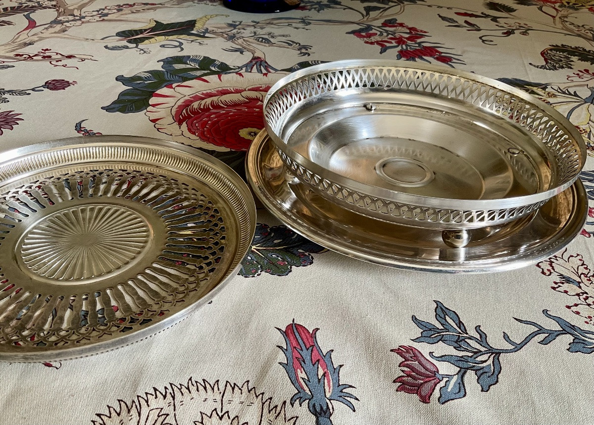 Chauffe plat en métal argenté de la maison Boulanger -photo-2