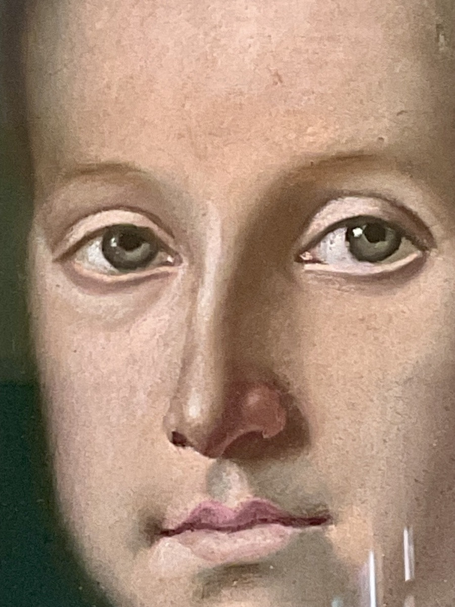 Pastel Under Glass Of A Young Girl From The Louis Plilippe Period-photo-3