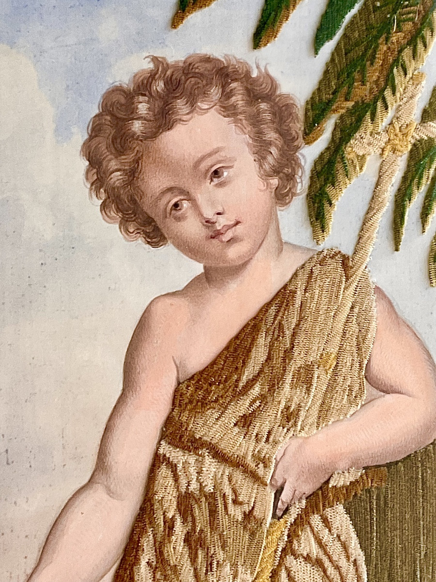 Saint jean Baptiste ,Broderie sur soie -photo-4