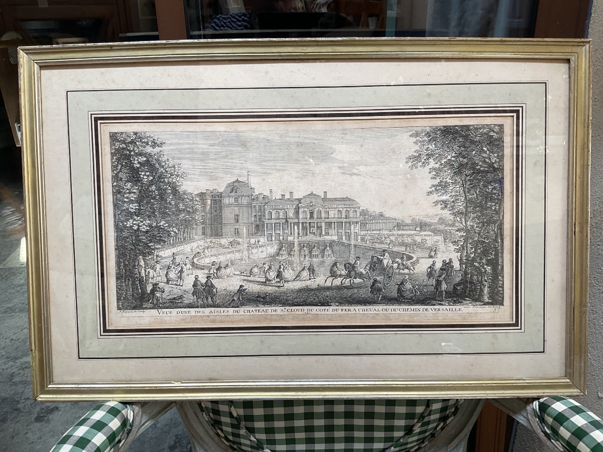 Paire de gravures , les jardins de Versailles et saint Cloud 1730-photo-2