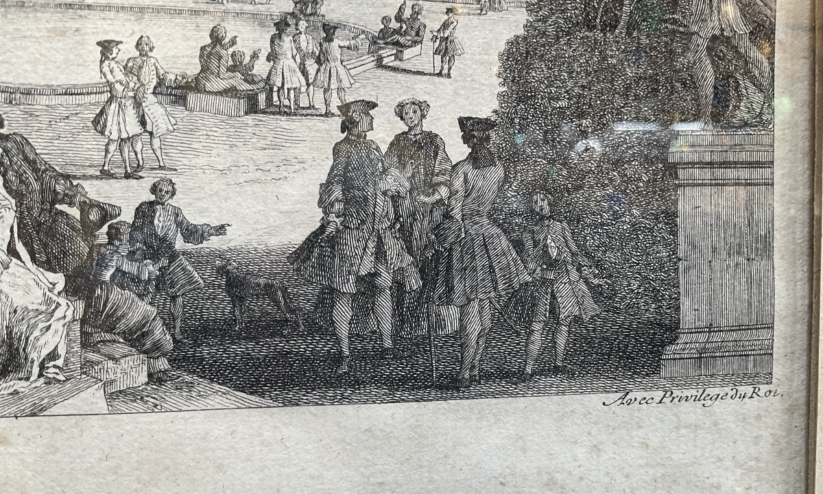 Paire de gravures , les jardins de Versailles et saint Cloud 1730-photo-1