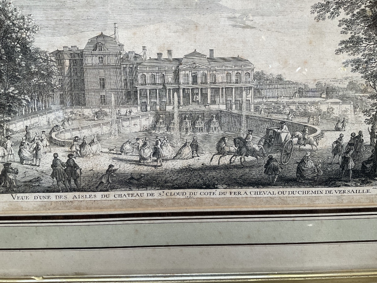 Paire de gravures , les jardins de Versailles et saint Cloud 1730-photo-3