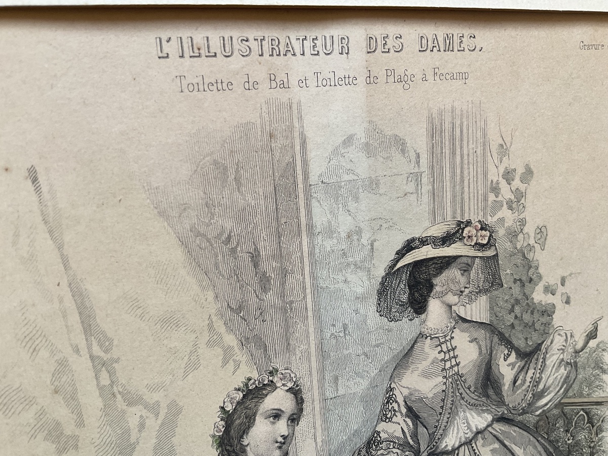 Pair Of Colored Fashion Engravings From Around 1860 -photo-3