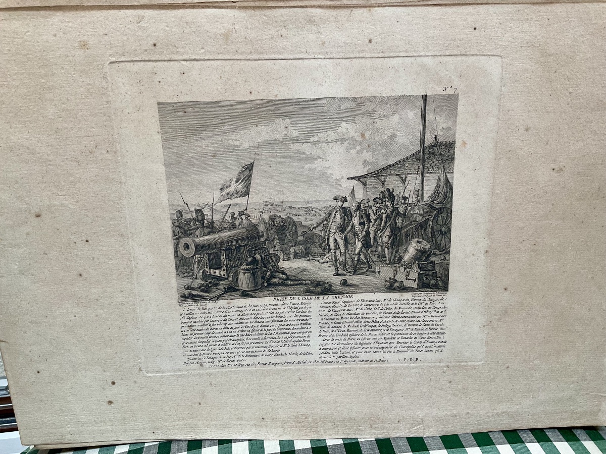 Set Of 6 Engravings Depicting Battles During The Reign Of Louis XVI, With Their Margins -photo-2