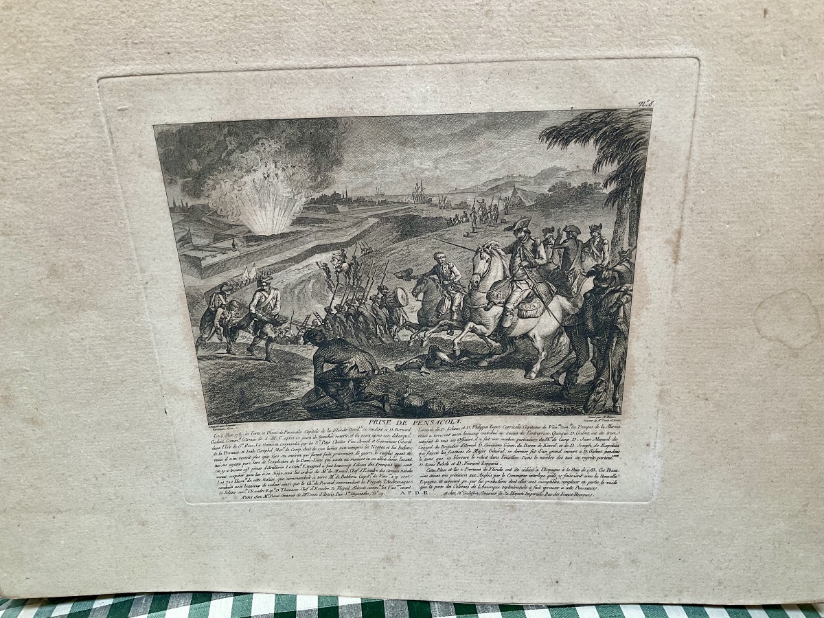 Set Of 6 Engravings Depicting Battles During The Reign Of Louis XVI, With Their Margins -photo-3