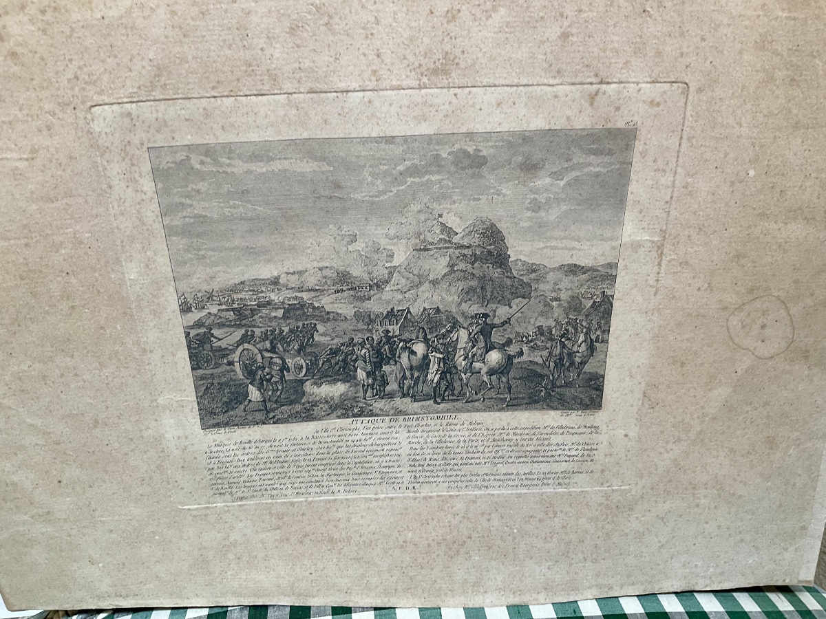 Set Of 6 Engravings Depicting Battles During The Reign Of Louis XVI, With Their Margins -photo-4