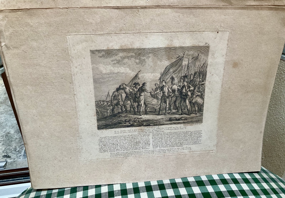 Set Of 6 Engravings Depicting Battles During The Reign Of Louis XVI, With Their Margins 
