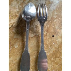  Couvert modèle uni plat en argent 