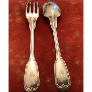 Couvert au filet en argent massif 