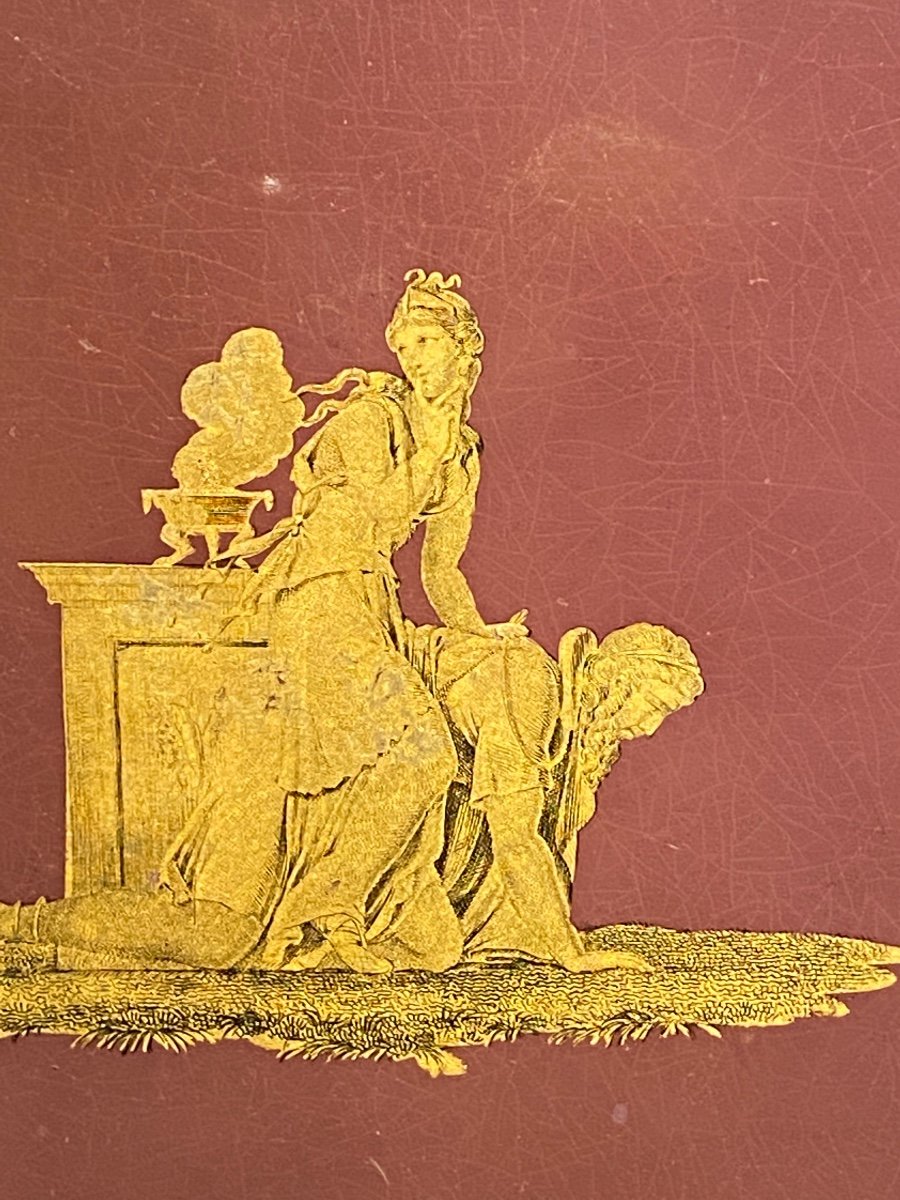 Important Tray In Painted Sheet Metal Decor In The Antique Period Early XIXth 1st Empire.-photo-3