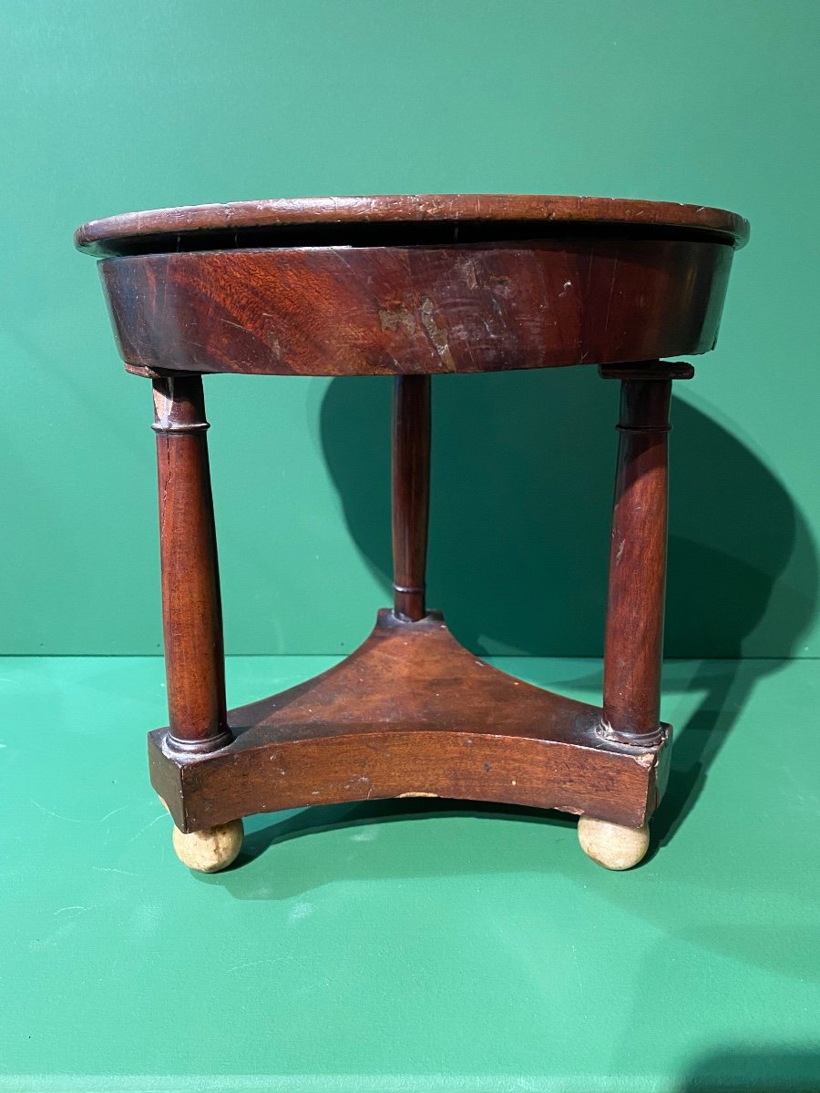Rare Small Master's Pedestal, Diminutive In Mahogany XIXth 1st Empire Period.-photo-2