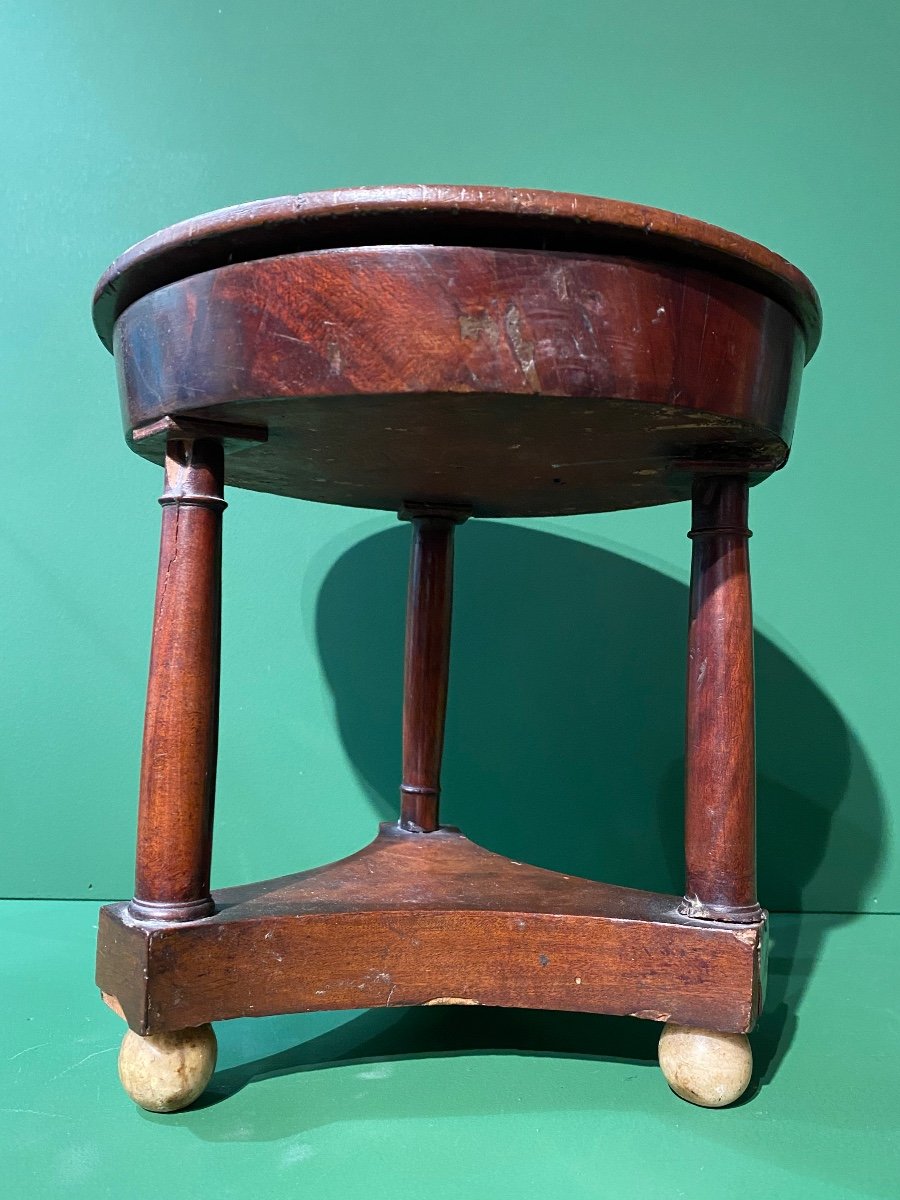 Rare Small Master's Pedestal, Diminutive In Mahogany XIXth 1st Empire Period.-photo-4