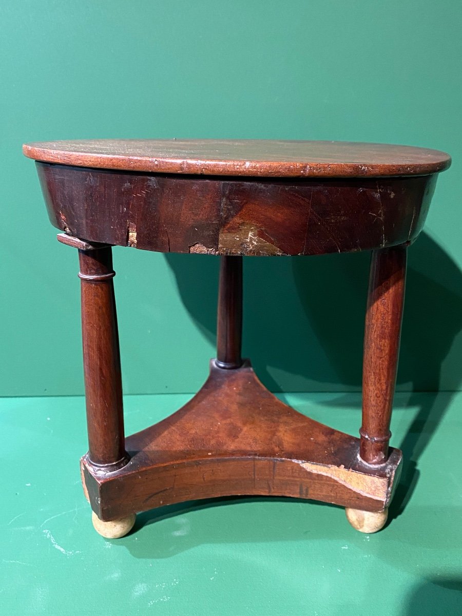 Rare Small Master's Pedestal, Diminutive In Mahogany XIXth 1st Empire Period.-photo-2