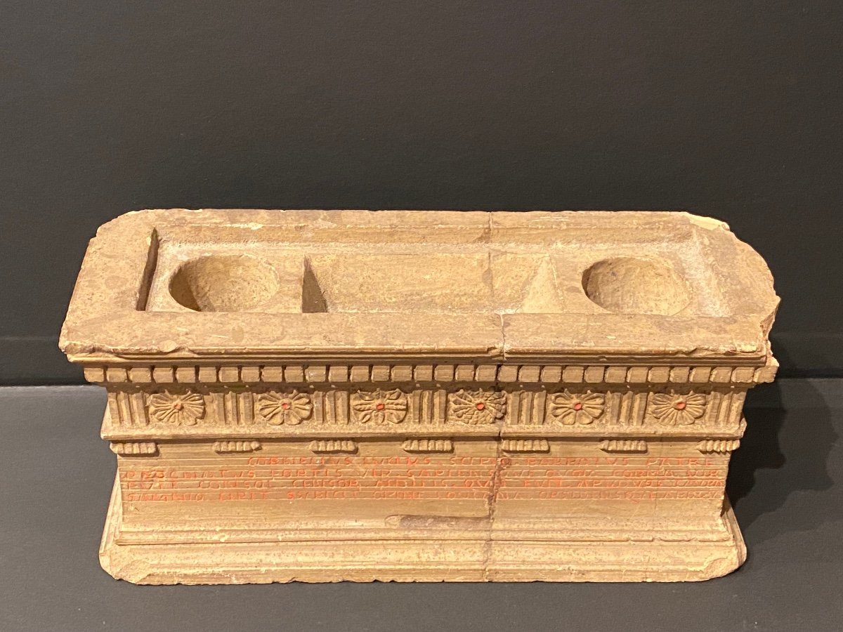 Terracotta Inkwell Object Du Tour Early XIXth 1st Empire Period.-photo-3