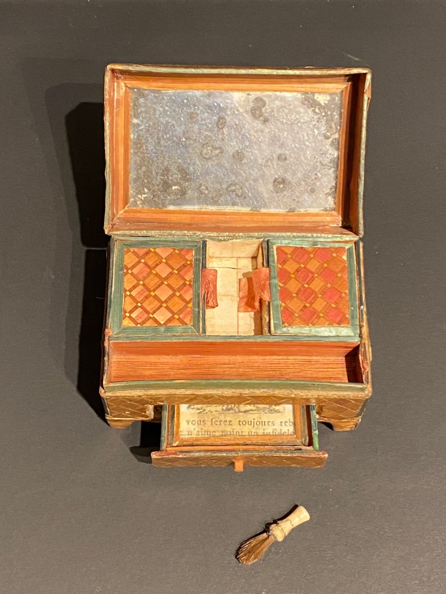 Rare Boîte à Mouches, coffret , nécessaire En Marqueterie De Paille XVIIIeme époque Louis XVI.-photo-5