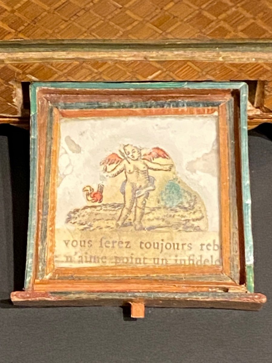 Rare Boîte à Mouches, coffret , nécessaire En Marqueterie De Paille XVIIIeme époque Louis XVI.-photo-7