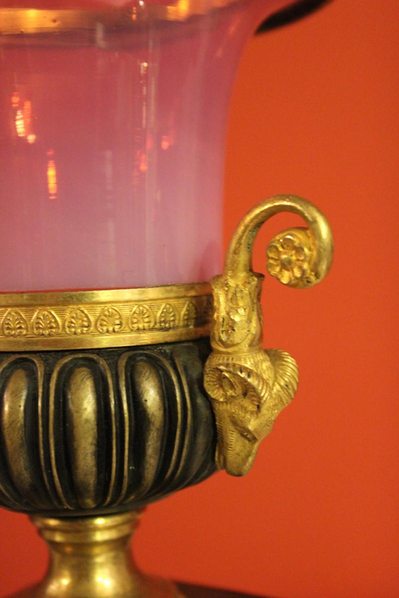 Vase forme Médicis bronze et opaline gorge-de-pigeon . XIXeme-photo-4
