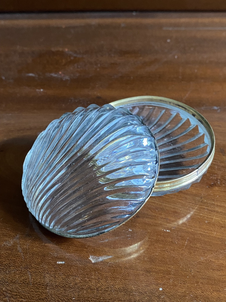 Boîte à mouche en cristal taillé en forme de coquille St Jacques XIXeme époque Charles X.-photo-4
